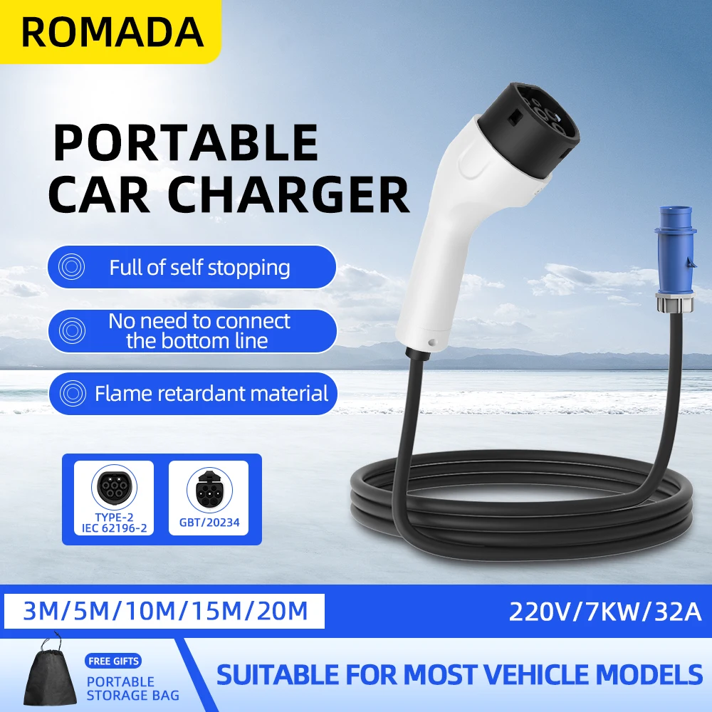 ROMADA Typ2 IEC62196-2 Für Ele – Portable Ev Charger 32A Type 2 Cee Plug Bewertung und Preis